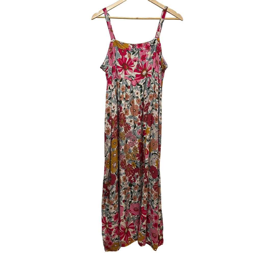 Natural Life Patti Side Slit Maxi Dress Womens XL Floral Sleeveless Boho Summer - Picture 4 of 11